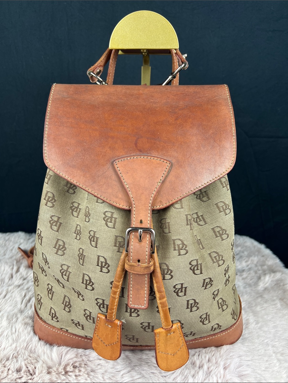 Dooney & Bourke Vintage Murphy DB Monogram Leather Backpack Made in USA